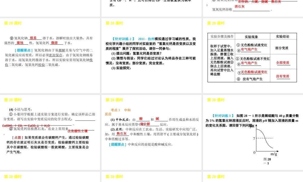 2012版中考科学一轮复习 第28课时酸和碱精品课件 浙教版