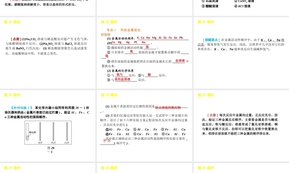 2012版中考科学一轮复习 第29课时盐与金属精品课件 浙教版
