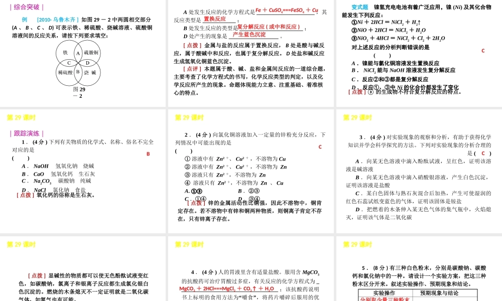 2012版中考科学一轮复习 第29课时盐与金属精品课件 浙教版