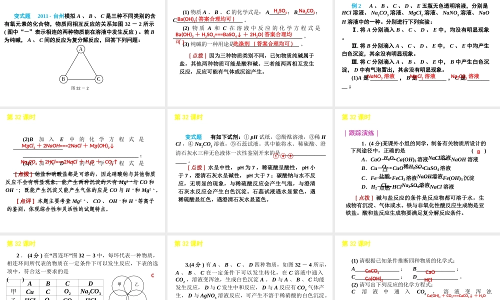 2012版中考科学一轮复习 第32课时物质的转化规律精品课件 浙教版