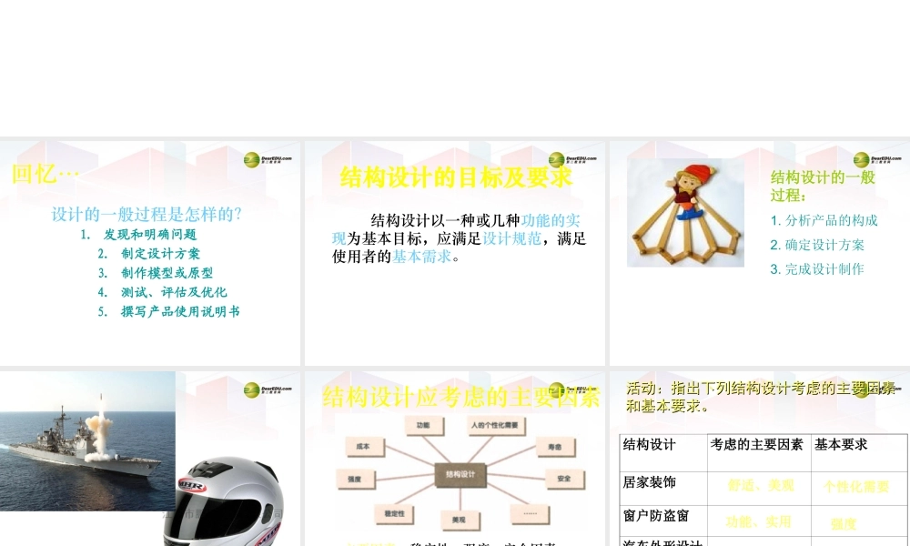 2014年高中通用技术 1.4学做结构设计课件 地质版