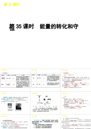 2012版中考科学一轮复习 第35课时能量的转化和守恒精品课件 浙教版