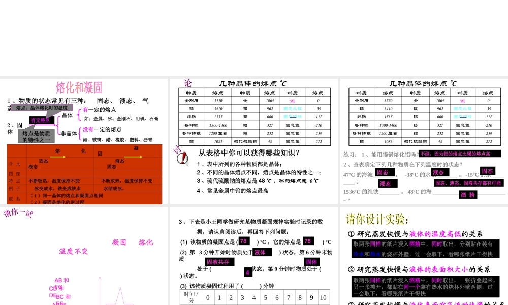 2013年七年级科学上册 4.5 熔化与凝固复习课件 浙教版