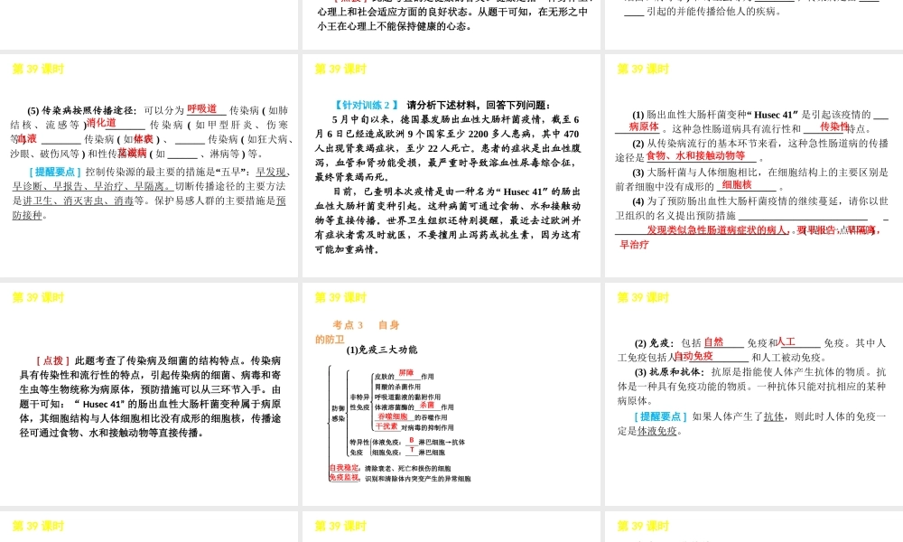 2012版中考科学一轮复习 第39课时人的健康与环境精品课件 浙教版