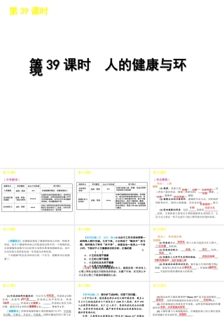 2012版中考科学一轮复习 第39课时人的健康与环境精品课件 浙教版
