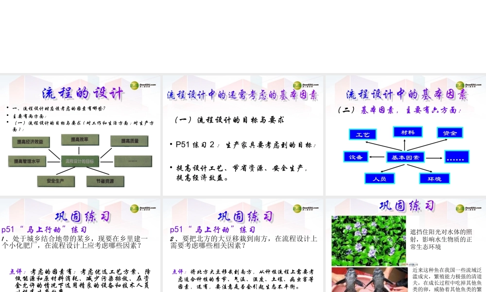 2014年高中通用技术 2.3流程设计应考虑哪些基本因素课件 地质版