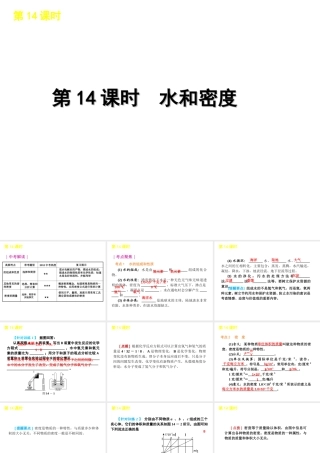 2012版中考生物一轮复习（含2011中考新题） 第14课时水和密度精品课件 浙教版