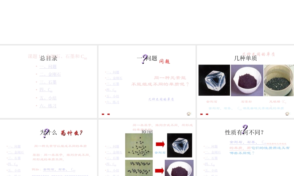 2012秋季九年级化学上册 课题1 金刚石、石墨和C601课件 人教新课标版