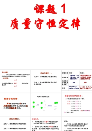 2012秋季九年级化学上册 课题1 质量守恒定律3课件 人教新课标版