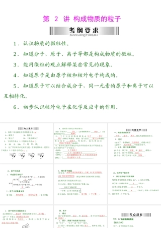 2013年中考化学复习 第2讲《构成物质的粒子》课件 粤教版