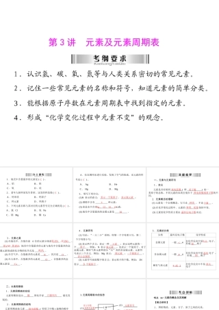 2013年中考化学复习 第3讲《元素及元素周期表》课件 粤教版