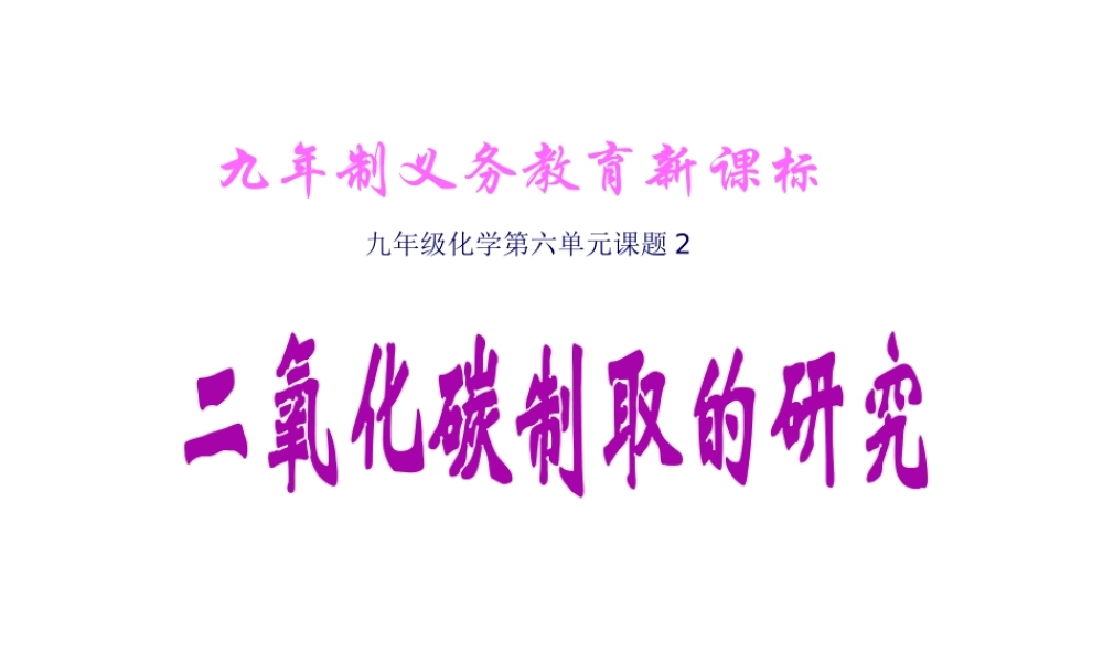 2012秋季九年级化学上册 课题2 二氧化碳制取的研究1课件 人教新课标版