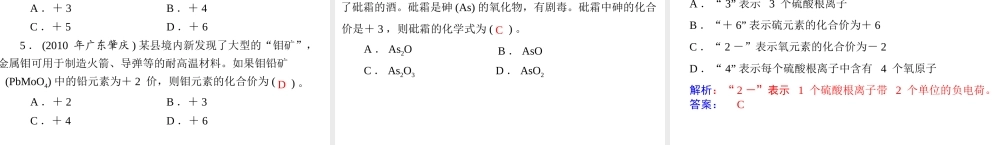 2013年中考化学复习 第4讲《化合价及化学用语》课件 粤教版