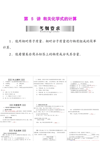 2013年中考化学复习 第5讲《有关化学式的计算》课件 粤教版