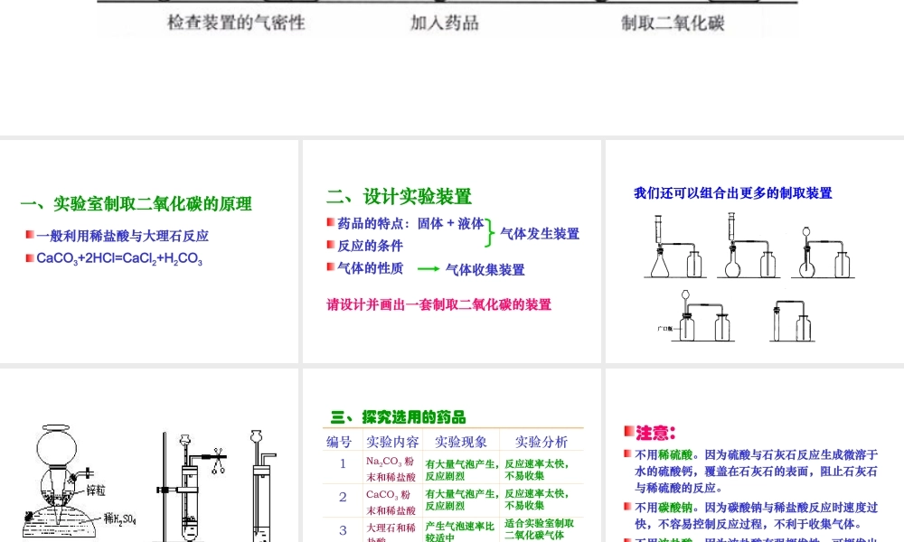 2012秋季九年级化学上册 课题2 二氧化碳制取的研究3课件 人教新课标版