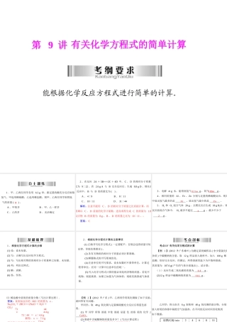 2013年中考化学复习 第9讲《有关化学方程式的简单计算》课件 粤教版