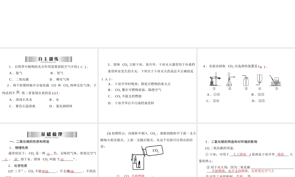 2013年中考化学复习 第13讲《二氧化碳》课件 粤教版