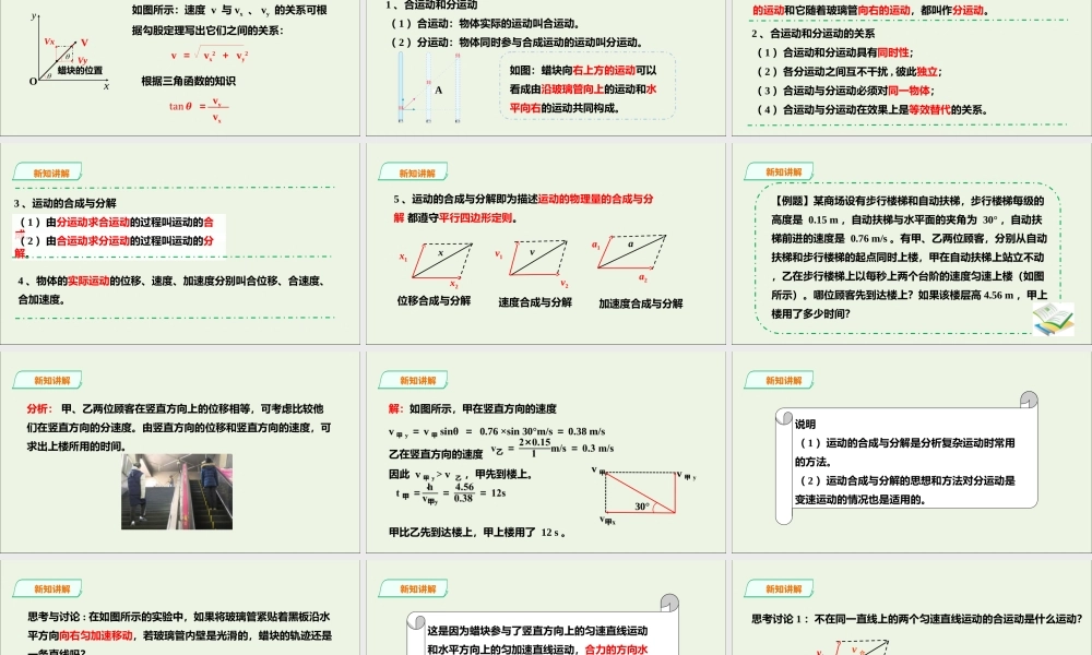 2019年高中物理 第5章 抛体运动 第2节 运动的合成与分解课件 新人教版必修2