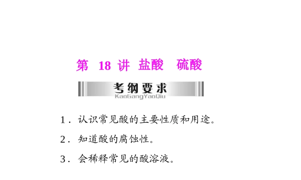 2013年中考化学复习 第18讲《盐酸硫酸》课件 粤教版
