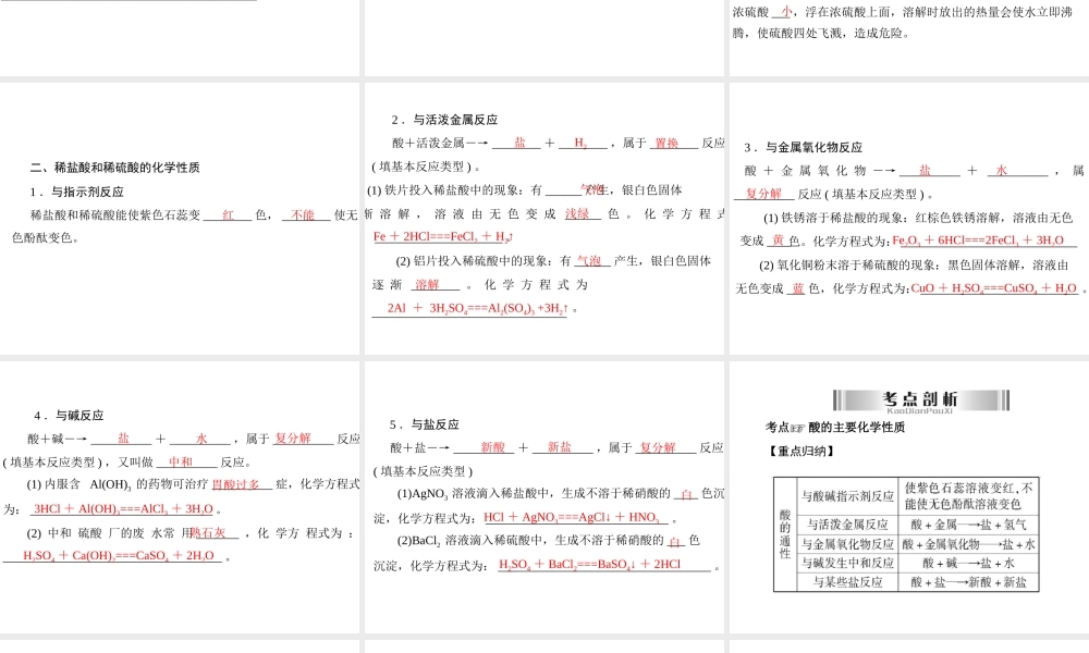 2013年中考化学复习 第18讲《盐酸硫酸》课件 粤教版