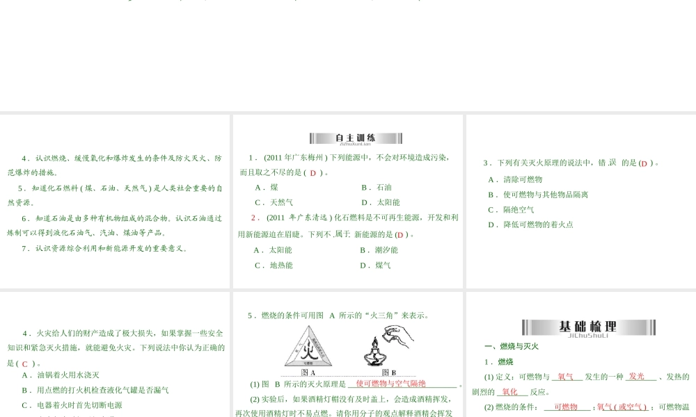 2013年中考化学复习 第22讲《化学与能源》课件 粤教版