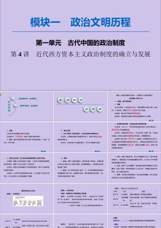 2020版高考历史一轮复习 模块1 第2单元 西方的政治制度 第4讲 近代西方资本主义政治制度的确立与发展课件 新人教版-新人教版高三全册历史课件