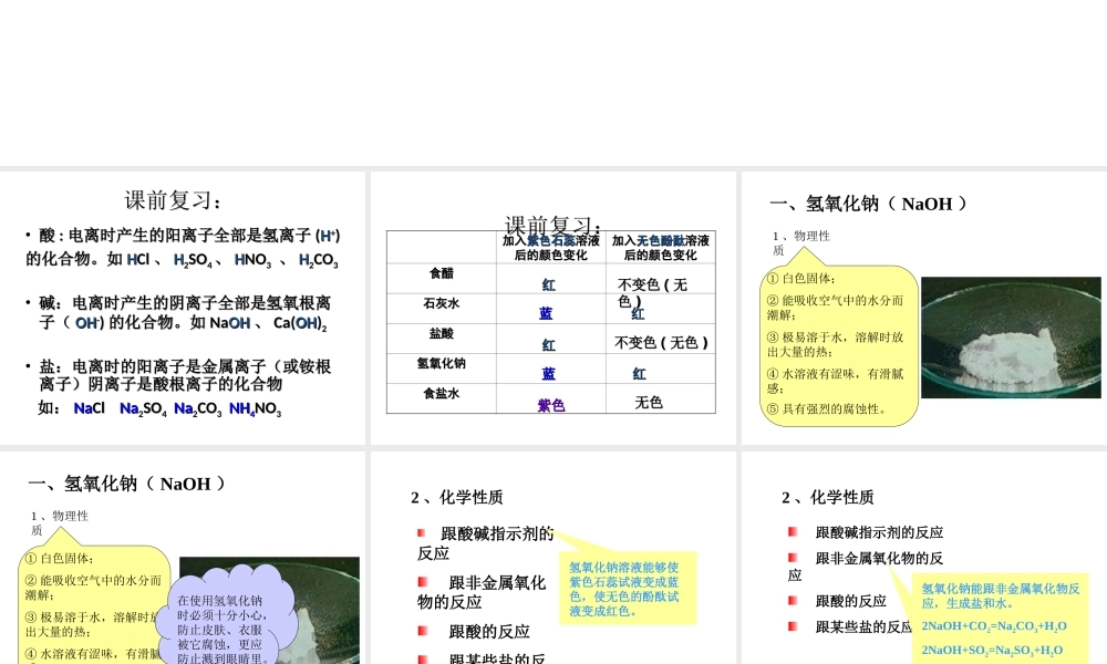 2012秋开学九年级化学《几种常见的碱》精品课件 北京课改版