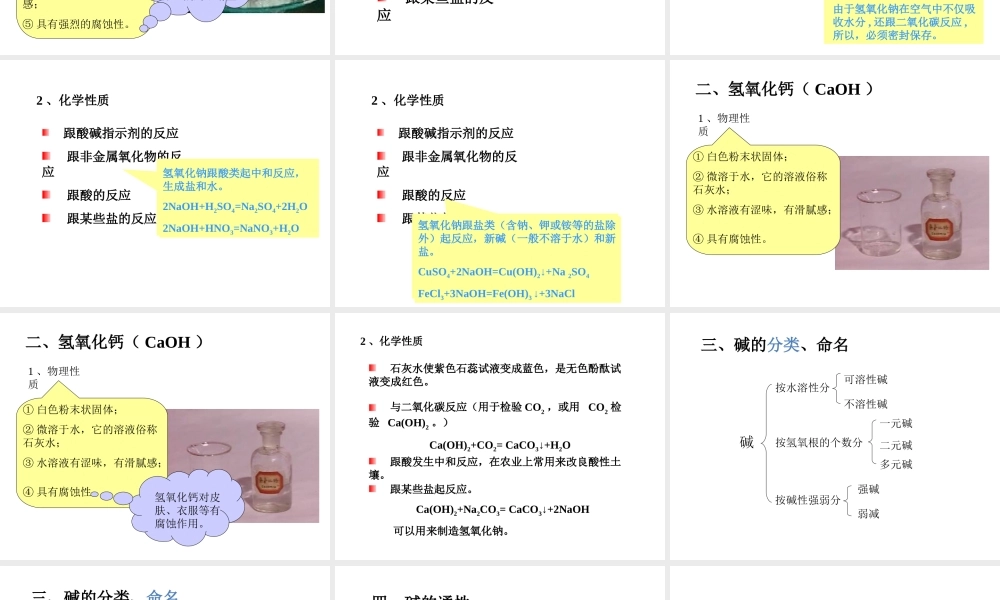 2012秋开学九年级化学《几种常见的碱》精品课件 北京课改版