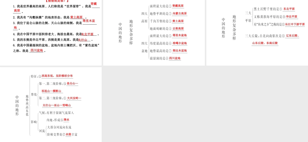 2014年秋八年级地理上册 2.1.2 地形复杂多样 地势西高东低课件 （新版）湘教版