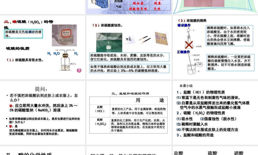 2012秋开学九年级化学《几种常见的酸》精品课件 北京课改版