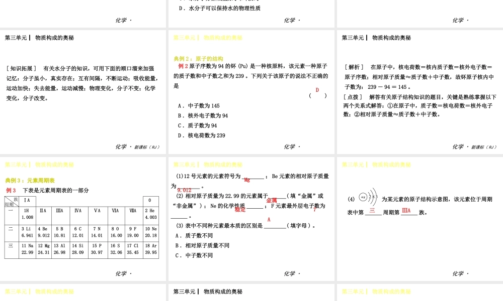 2014年秋九年级化学上册 第三单元 物质构成的奥秘课件 （新版）新人教版