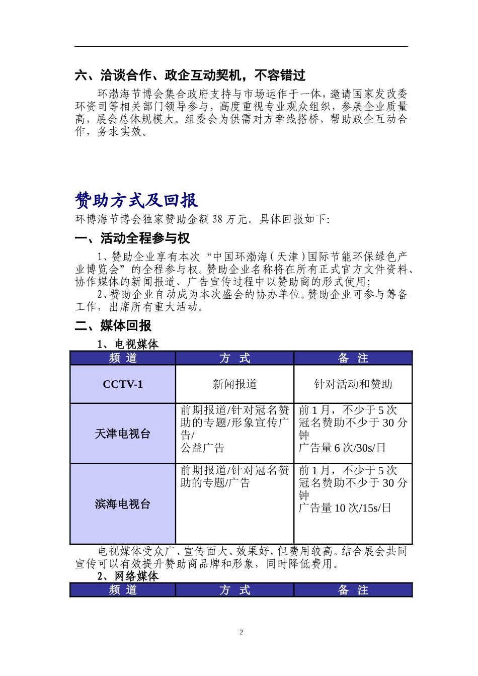 中国环渤海（天津）国际节能环保绿色产业博览会赞助方案_第2页