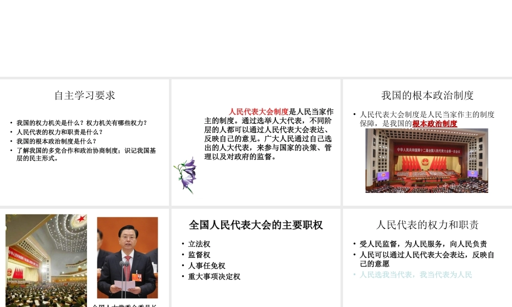 2014年秋九年级政治全册 第1单元 第3课 第1框 人民当家做主课件 北师大版