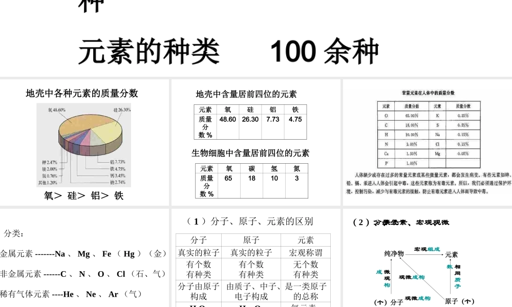 2012秋开学九年级化学《元素》精品课件1 北京课改版
