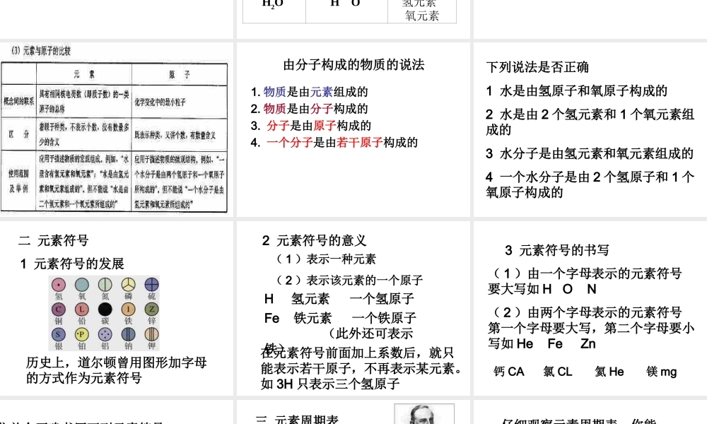 2012秋开学九年级化学《元素》精品课件1 北京课改版