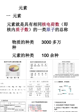 2012秋开学九年级化学《元素》精品课件1 北京课改版