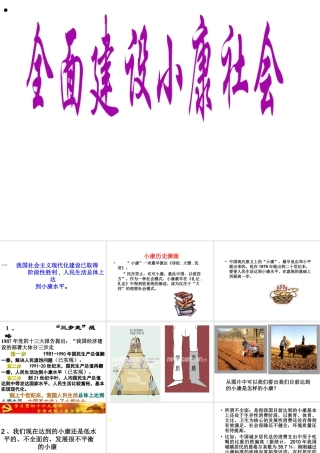2014年秋九年级政治全册 第11课 第2站 全面建成小康小康课件 北师大版