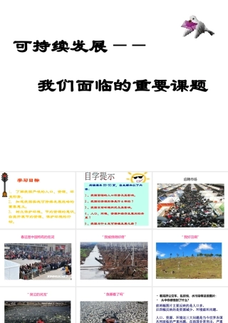 2014年秋九年级政治全册 第八课 第一框 可持续发展-我们面临的重要课题课件2 鲁教版