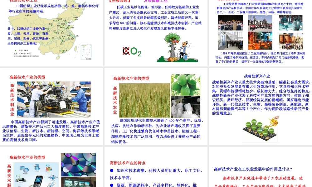 2014年八年级地理上册 4.2.2 机械、纺织工业  蓬勃发展的高新技术产业课件 （新版）湘教版