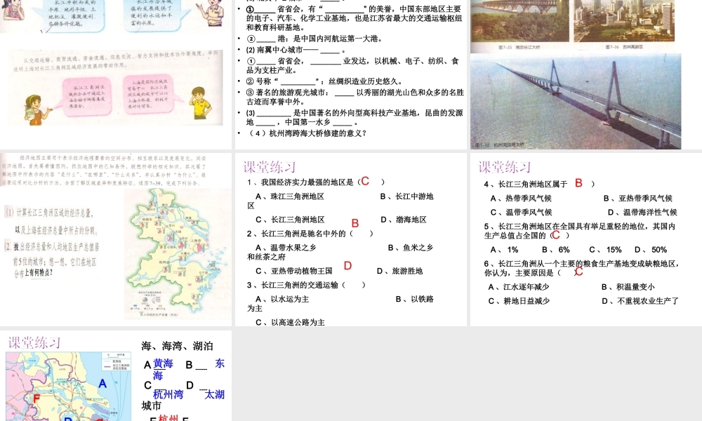 2014八年级地理下册 第七章 第四节 长江三角洲区域的内外联系课件 （新版）湘教版