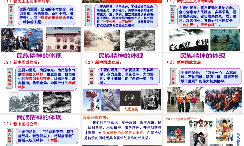 2014年秋九年级政治全册 第二单元 第五课 第二框 弘扬和培育民族精神课件 新人教版