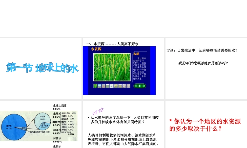 2014年八年级科学上册 1.1 地球上的水课件 浙教版