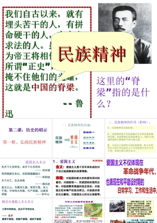 2014年秋九年级政治全册 第二课 第一课 时弘扬民族精神课件 教科版