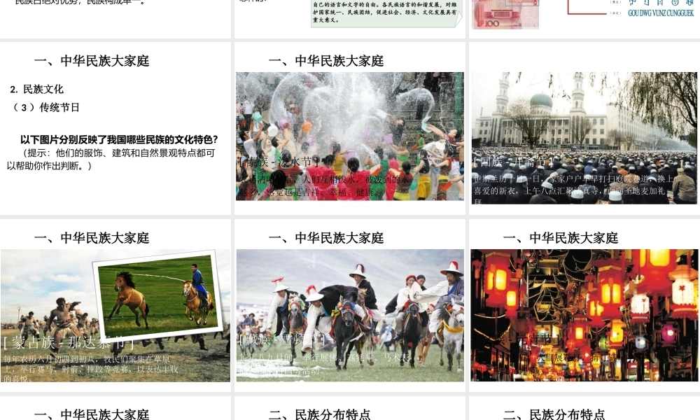 2014-2015年八年级地理上册《1.3 民族》课件 （新版）新人教版