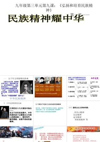 2014年秋九年级政治全册 第九课 第一框 民族精神耀中华课件 鲁教版