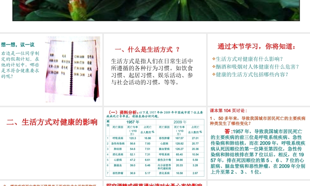 2014八年级生物下册 第二节 选择健康的生活方式课件 新人教版