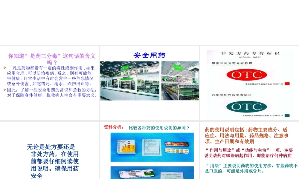 2014八年级生物下册 第二章 用药和急救课件 新人教版