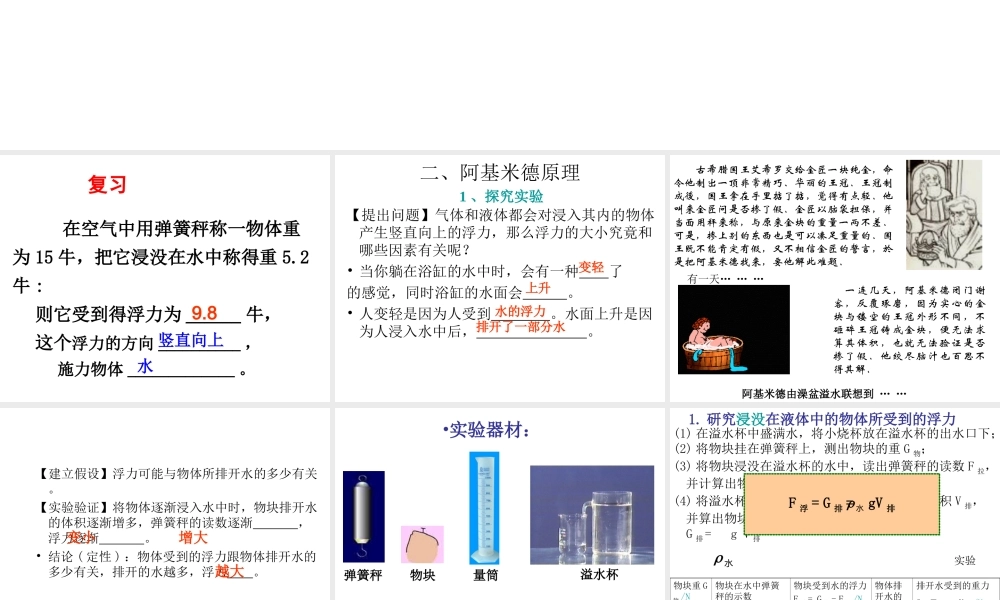 2014年八年级科学上册 第三节 水的浮力（第2课时）课件 浙教版