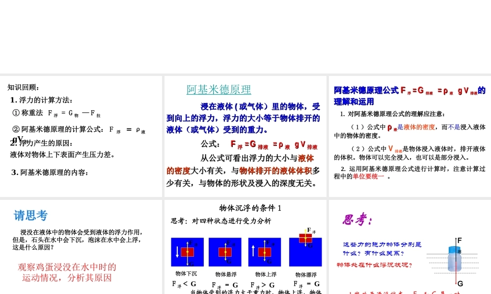 2014年八年级科学上册 第三节 水的浮力（第3课时）课件 浙教版