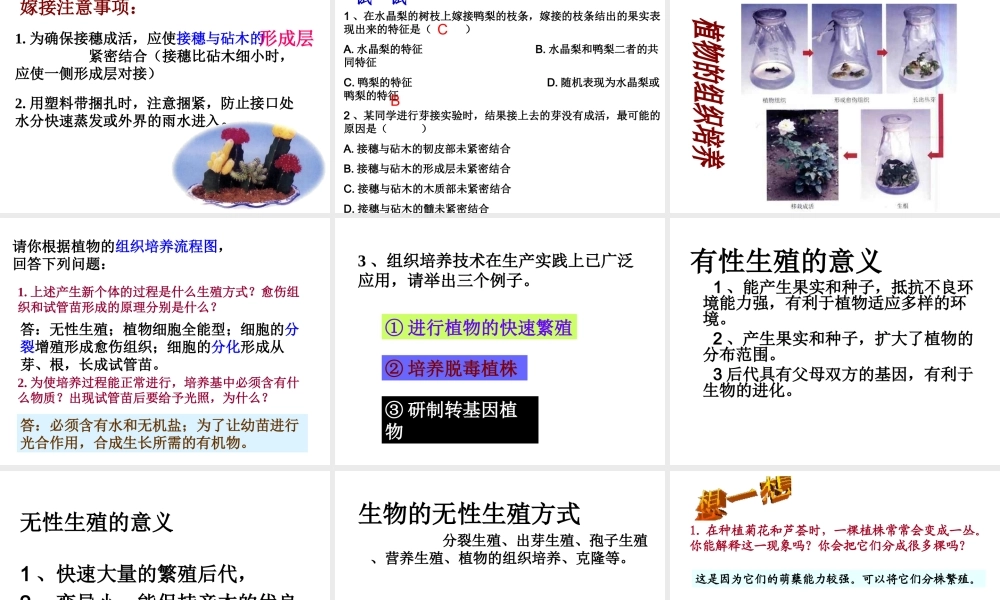 2014八年级生物下册 第七单元第一章《生物的生殖和发育》第一节《植物的生殖》（第二课时）课件 新人教版